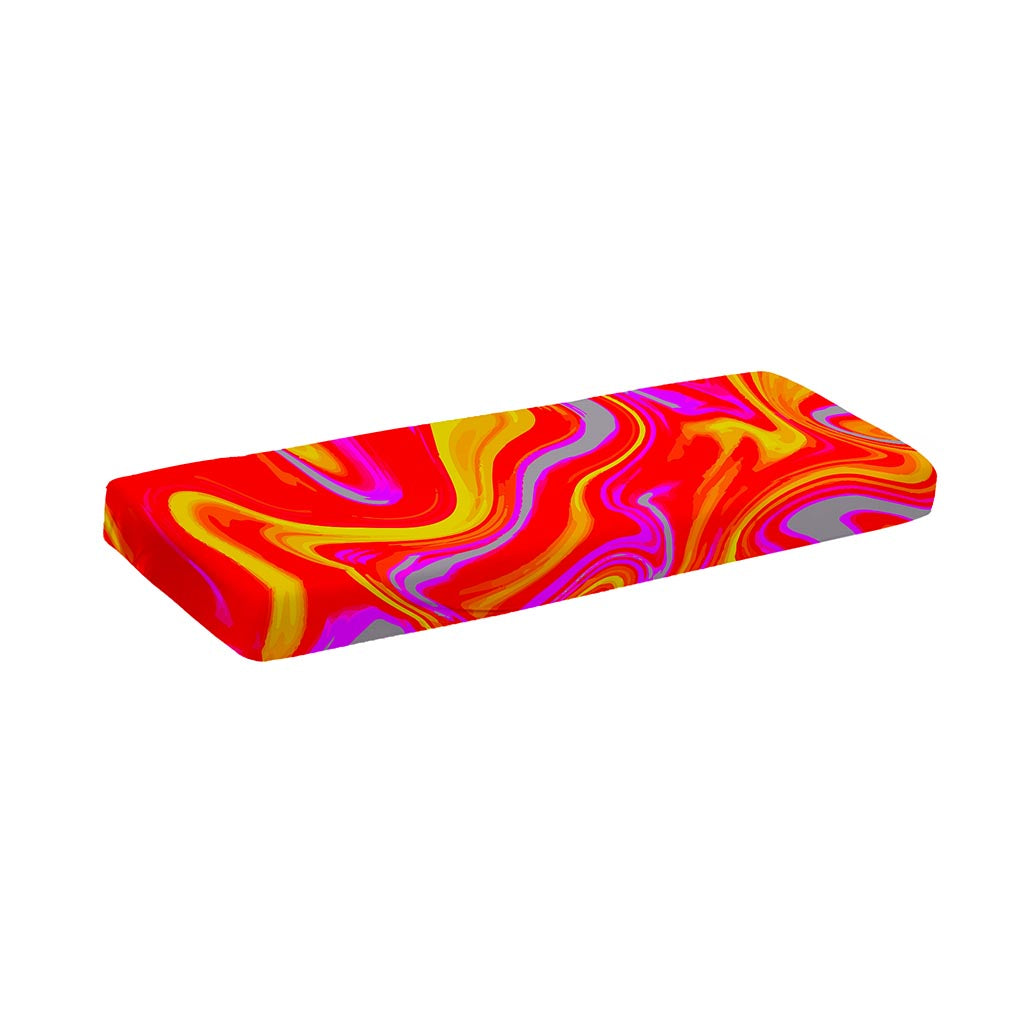 Orange Psychedelic Liquid Trippy Print Piano Keyboard Cover