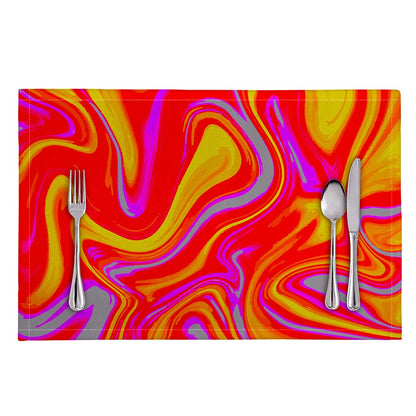 Orange Psychedelic Liquid Trippy Print Placemat