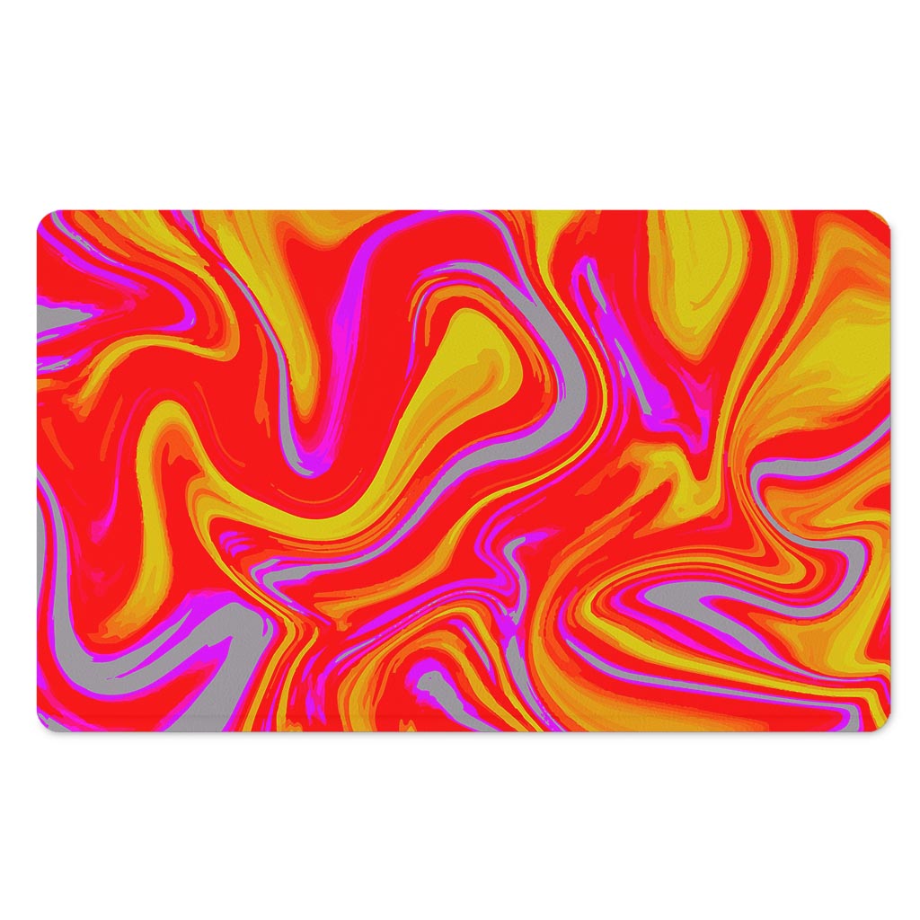 Orange Psychedelic Liquid Trippy Print Polyester Doormat