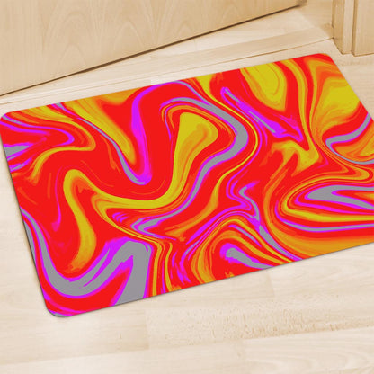 Orange Psychedelic Liquid Trippy Print Polyester Doormat