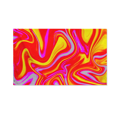 Orange Psychedelic Liquid Trippy Print Polyester Flag