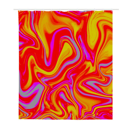 Orange Psychedelic Liquid Trippy Print Polyester Shower Curtain
