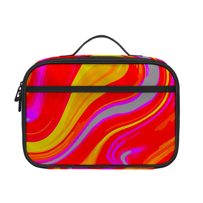 Orange Psychedelic Liquid Trippy Print Portable Lunch Bag