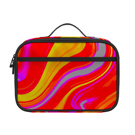 Orange Psychedelic Liquid Trippy Print Portable Lunch Bag