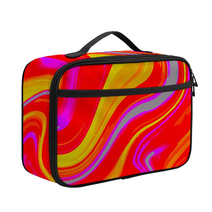 Orange Psychedelic Liquid Trippy Print Portable Lunch Bag