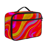 Orange Psychedelic Liquid Trippy Print Portable Lunch Bag