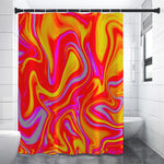 Orange Psychedelic Liquid Trippy Print Premium Shower Curtain