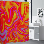 Orange Psychedelic Liquid Trippy Print Premium Shower Curtain