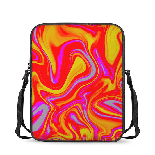 Orange Psychedelic Liquid Trippy Print Rectangular Crossbody Bag