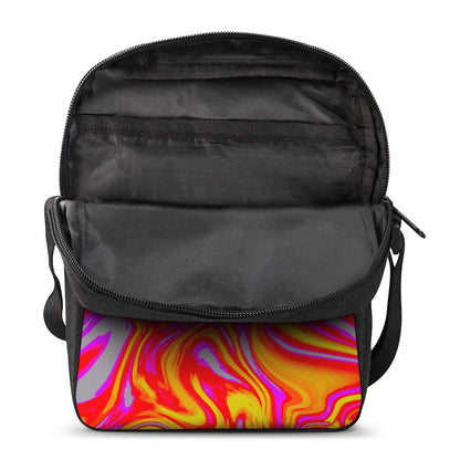 Orange Psychedelic Liquid Trippy Print Rectangular Crossbody Bag