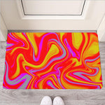 Orange Psychedelic Liquid Trippy Print Rubber Doormat