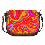 Orange Psychedelic Liquid Trippy Print Saddle Bag