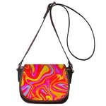 Orange Psychedelic Liquid Trippy Print Saddle Bag