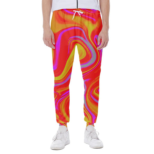 Orange Psychedelic Liquid Trippy Print Scuba Joggers