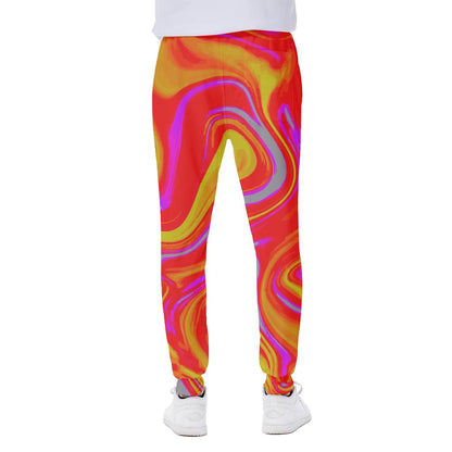 Orange Psychedelic Liquid Trippy Print Scuba Joggers