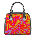 Orange Psychedelic Liquid Trippy Print Shoulder Handbag
