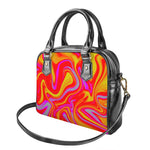 Orange Psychedelic Liquid Trippy Print Shoulder Handbag