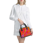Orange Psychedelic Liquid Trippy Print Shoulder Handbag