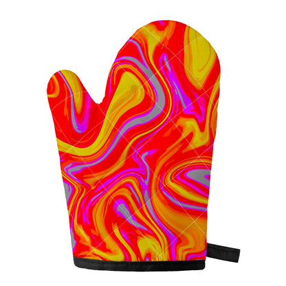 Orange Psychedelic Liquid Trippy Print Single Oven Mitt