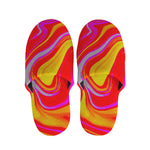 Orange Psychedelic Liquid Trippy Print Slippers