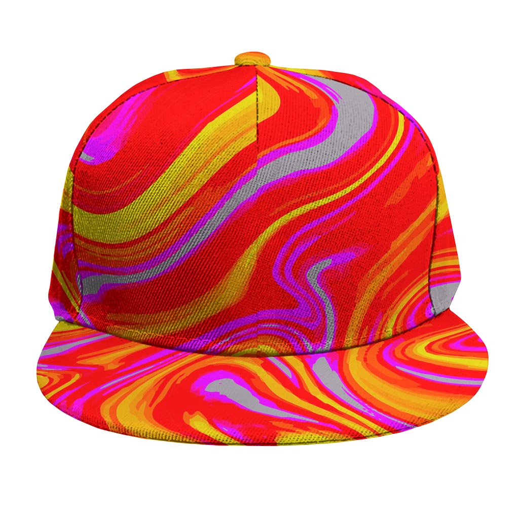 Orange Psychedelic Liquid Trippy Print Snapback Cap