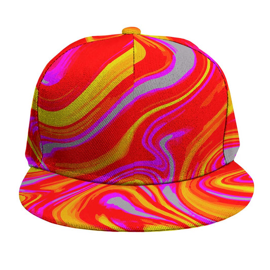 Orange Psychedelic Liquid Trippy Print Snapback Cap