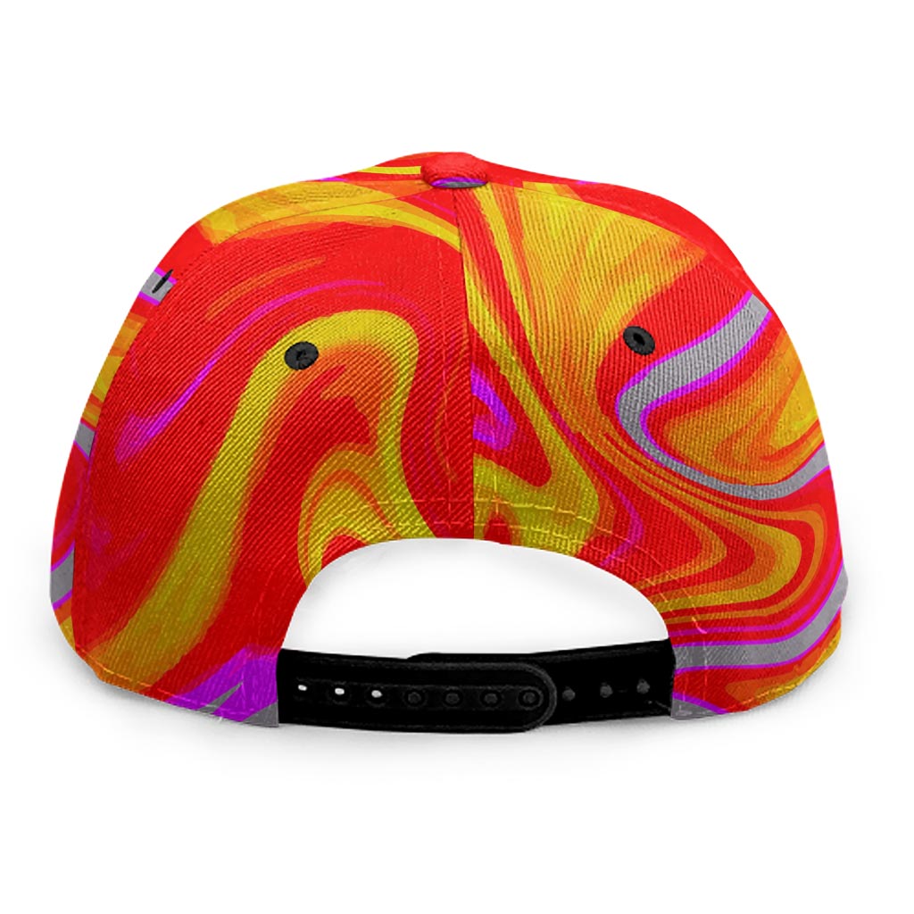 Orange Psychedelic Liquid Trippy Print Snapback Cap