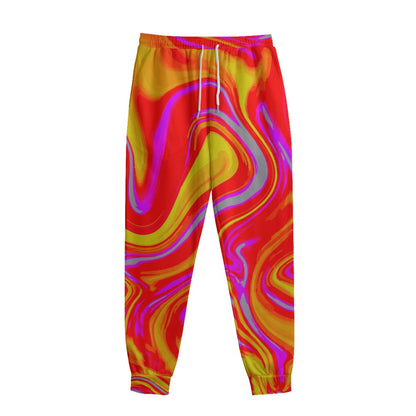 Orange Psychedelic Liquid Trippy Print Sweatpants