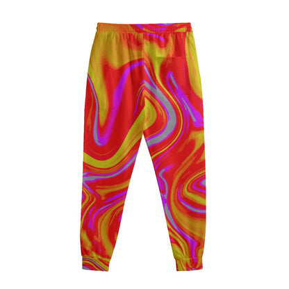 Orange Psychedelic Liquid Trippy Print Sweatpants