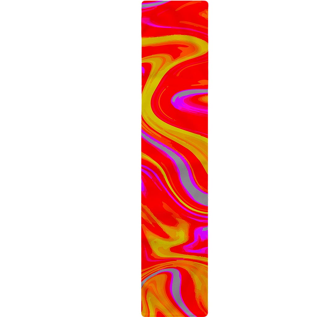 Orange Psychedelic Liquid Trippy Print Table Runner