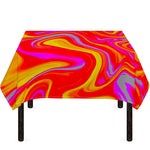 Orange Psychedelic Liquid Trippy Print Tablecloth