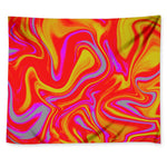 Orange Psychedelic Liquid Trippy Print Tapestry