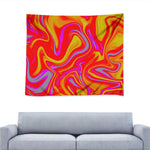 Orange Psychedelic Liquid Trippy Print Tapestry