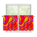 Orange Psychedelic Liquid Trippy Print Tier Curtains