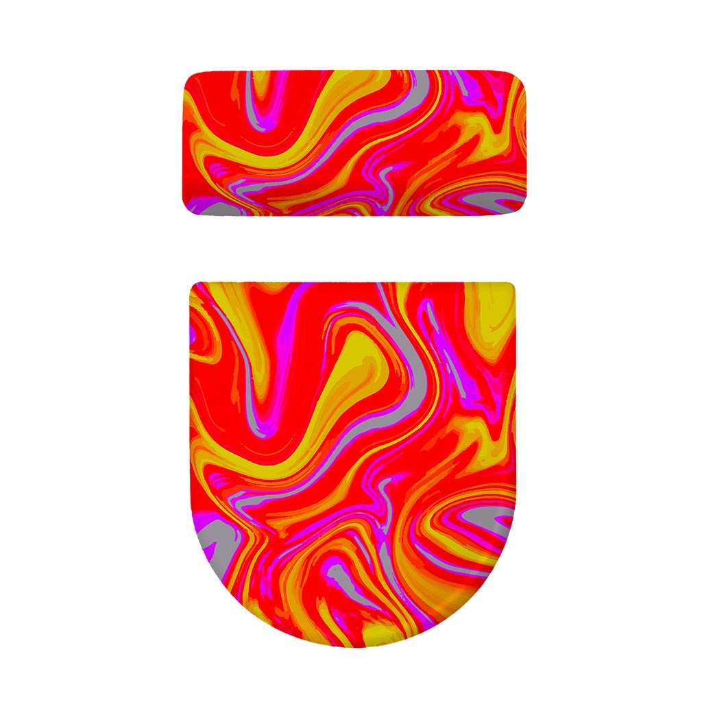 Orange Psychedelic Liquid Trippy Print Toilet Lid And Tank Cover Set