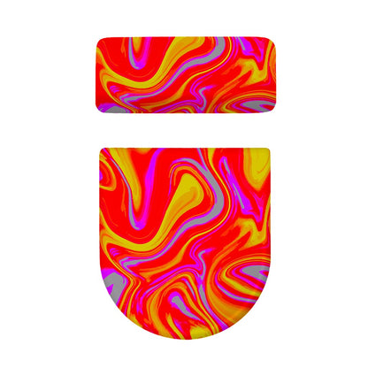 Orange Psychedelic Liquid Trippy Print Toilet Lid And Tank Cover Set