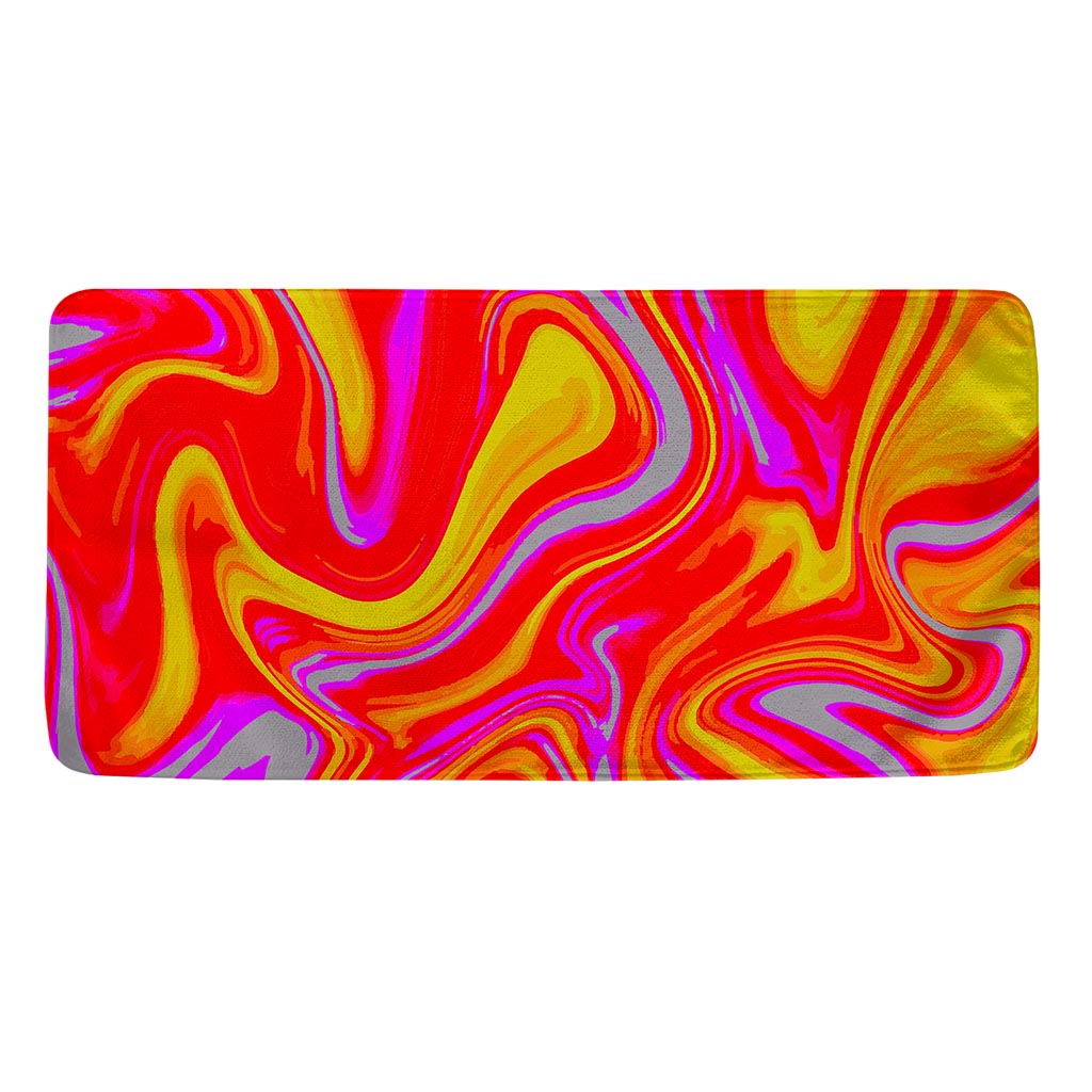 Orange Psychedelic Liquid Trippy Print Towel