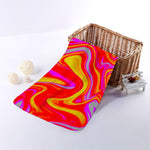 Orange Psychedelic Liquid Trippy Print Towel