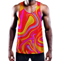 Orange Psychedelic Liquid Trippy Print Men's Workout Tank Top