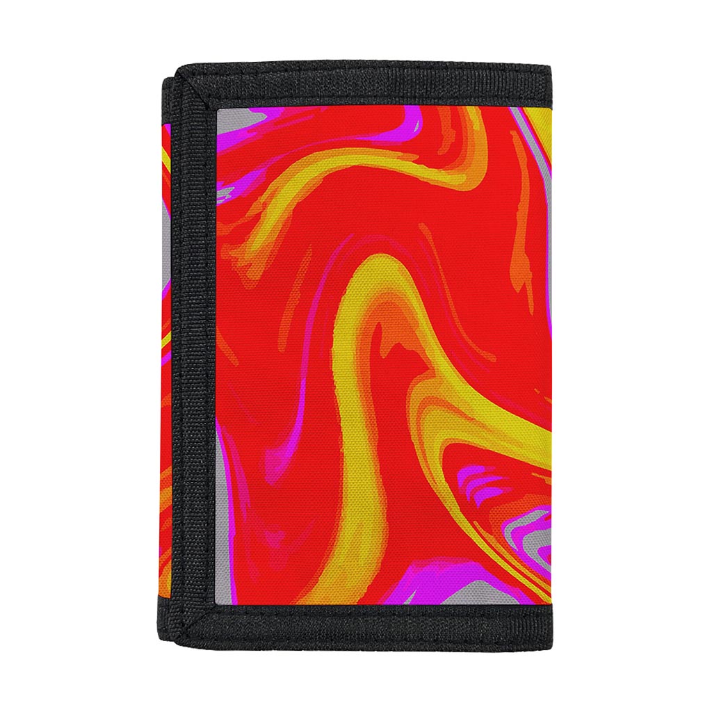 Orange Psychedelic Liquid Trippy Print Trifold Wallet