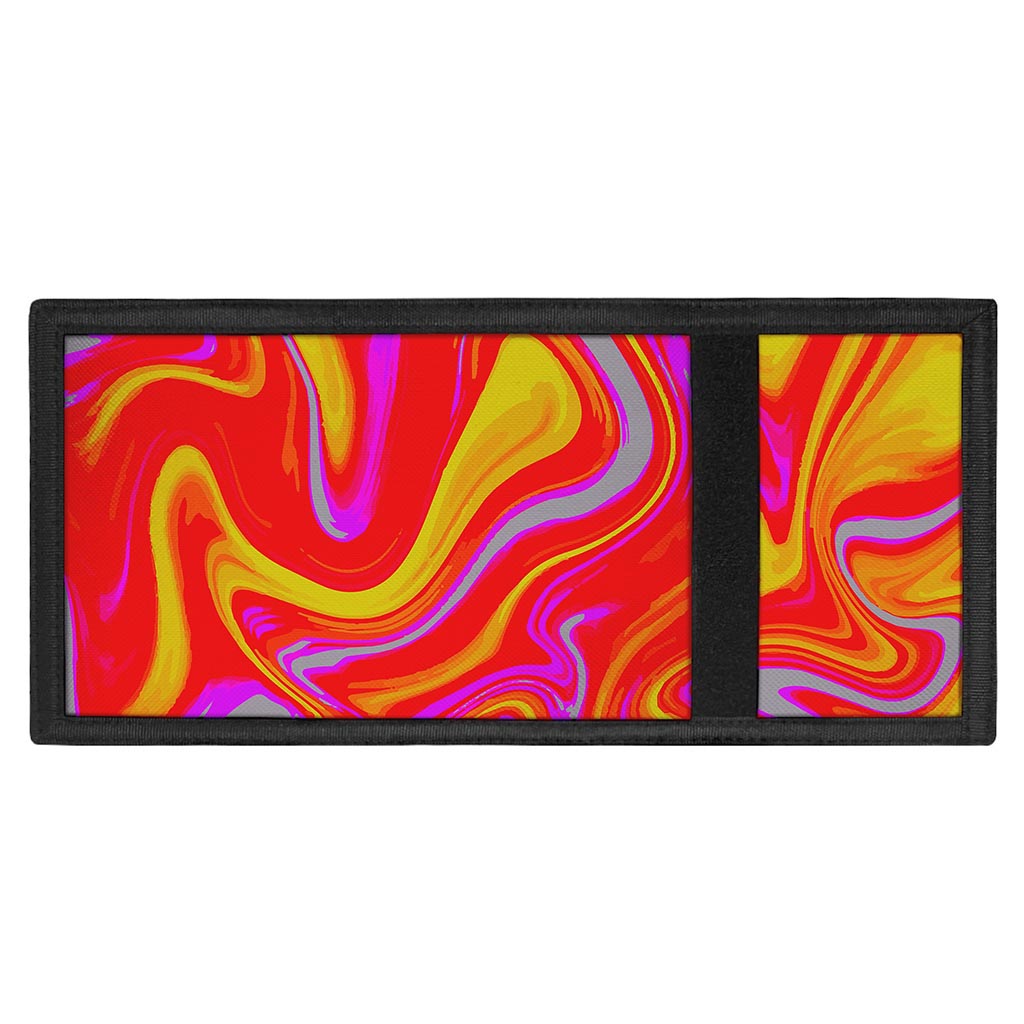 Orange Psychedelic Liquid Trippy Print Trifold Wallet