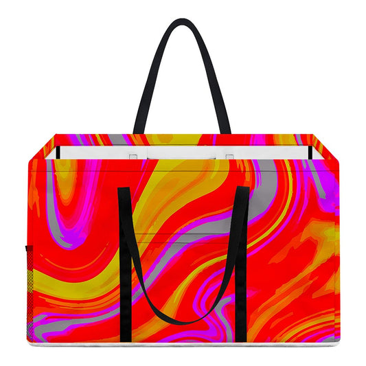 Orange Psychedelic Liquid Trippy Print Utility Tote Bag