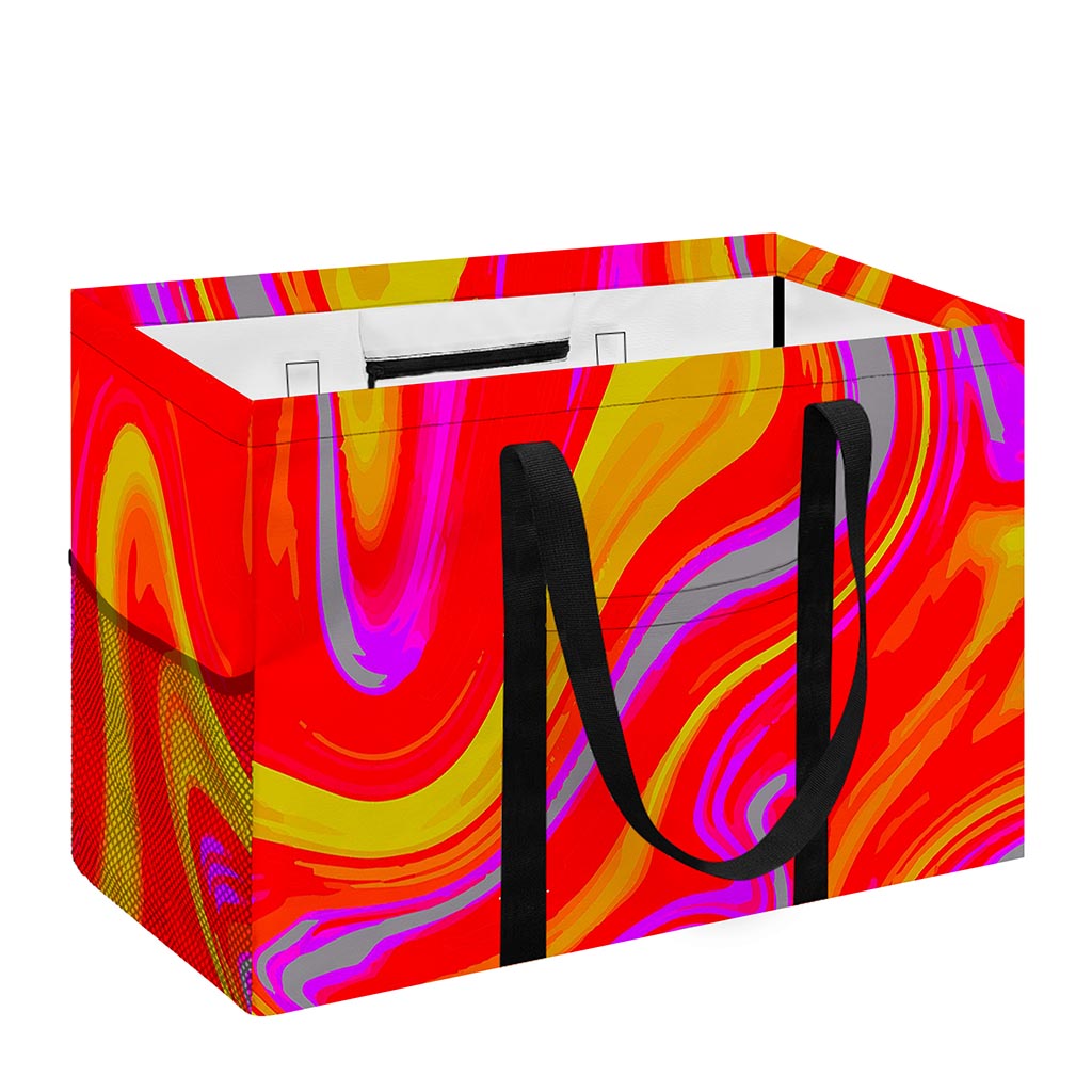 Orange Psychedelic Liquid Trippy Print Utility Tote Bag