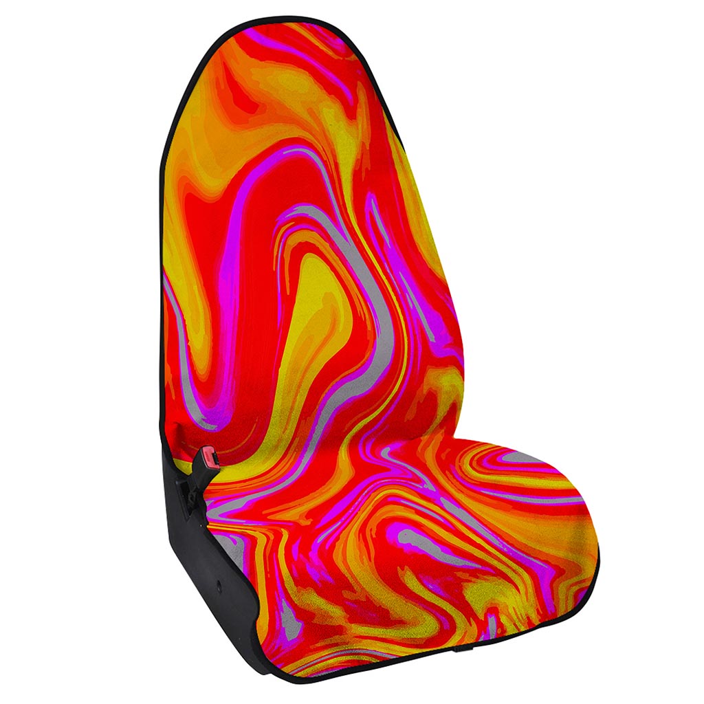 Orange Psychedelic Liquid Trippy Print Waterproof Car Seat Cover