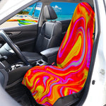 Orange Psychedelic Liquid Trippy Print Waterproof Car Seat Cover