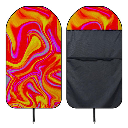 Orange Psychedelic Liquid Trippy Print Waterproof Car Seat Cover