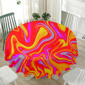 Orange Psychedelic Liquid Trippy Print Waterproof Round Tablecloth
