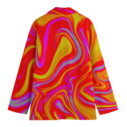 Orange Psychedelic Liquid Trippy Print Women's Blazer