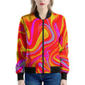 Orange Psychedelic Liquid Trippy Print Women's Bomber Jacket