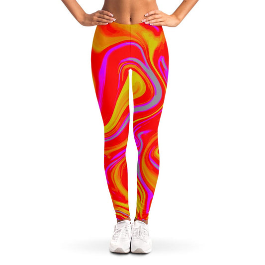Orange Psychedelic Liquid Trippy Print Women's Leggings